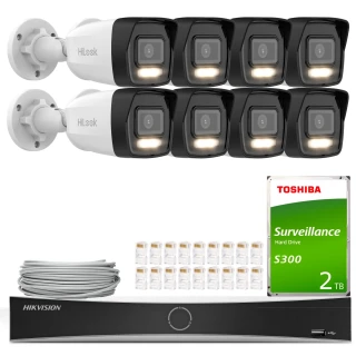 Súprava na monitorovanie HiLook Hikvision 8x IPCAM-B8-30DL 4K Smart Hybrid-Light 30m, Detekcia, H.265+