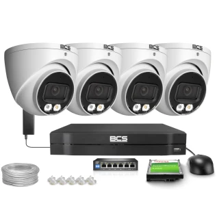 Súprava na IP monitoring 4x BCS-L-EIP14FSR3L3, 4Mpx, SkyLight, IR 30m, WDR 120dB
