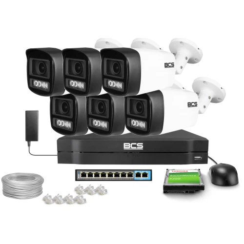 Súprava na IP monitoring BCS Line 6x BCS-L-TIP14FCL5-Ai1, 4Mpx, NightColor 2.0, WhiteLight