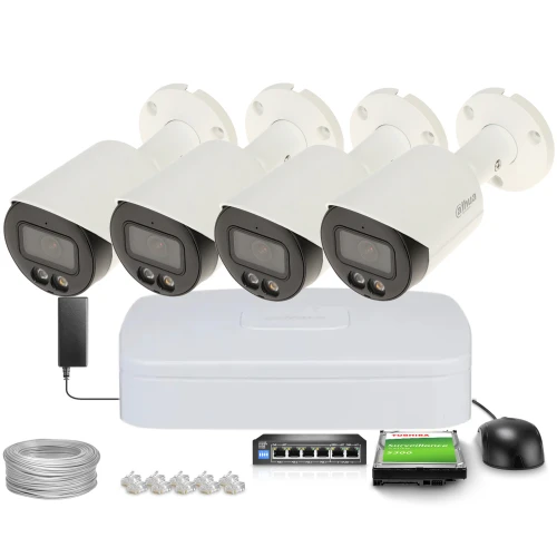 Zestaw do monitoringu IP Dahua 4x IPC-HFW2449S-S-IL-0280B, 4Mpx, 2.8mm, Smart DualLight