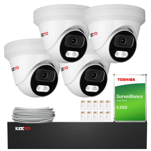 Súprava na IP monitorovanie KEEYO 4x LV-V-IP8M25DF-DL 8Mpx Dvojité osvetlenie