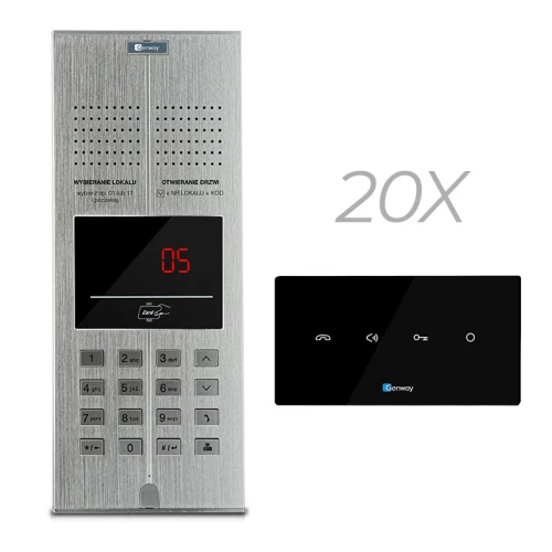 Sada Digitálny Domový telefón pre 20 rodín GENWAY WL-03NL V2 Unifon s hlasným reproduktorom