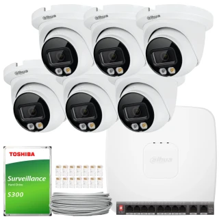 Súprava IP Dahua 6x IPC-HDW2649TM-S-IL-0280B, AI, Smart Dual Light, Color Full