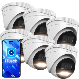 Súprava kopulových IP kamier HiLook by Hikvision 6x IPCAM-T6-30DL 6Mpx Smart Hybrid-Light 30m