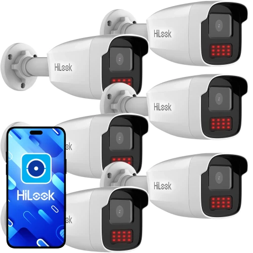 Súprava tubusových IP kamier HiLook by Hikvision 6x IPCAM-B4-50IR, IR 50m, 4Mpx