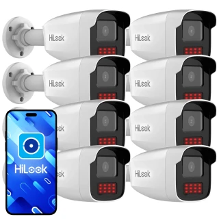 Súprava tubusových IP kamier HiLook by Hikvision 8x PCAM-B4-50IR, IR 50m, 4Mpx