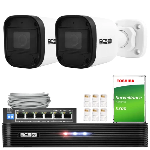 Sada monitoringu 2 kamery BCS-B-TIP15FR3(2.0) 5Mpx IR 30m Audio PoE 1TB