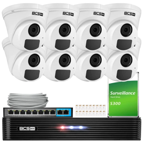 Súprava monitoringu 8x BCS-B-EIP15FR3(2.0), BCS-B-NVR1001(2.0) 5Mpx IR 30m PoE 1TB Audio