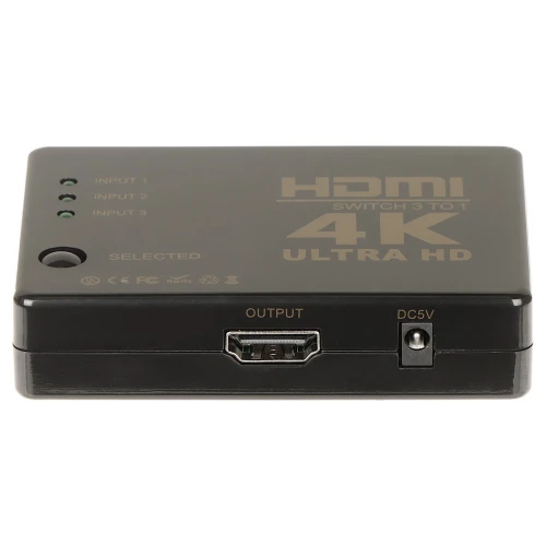 Prepínač HDMI-SW-3/1-IR-4K